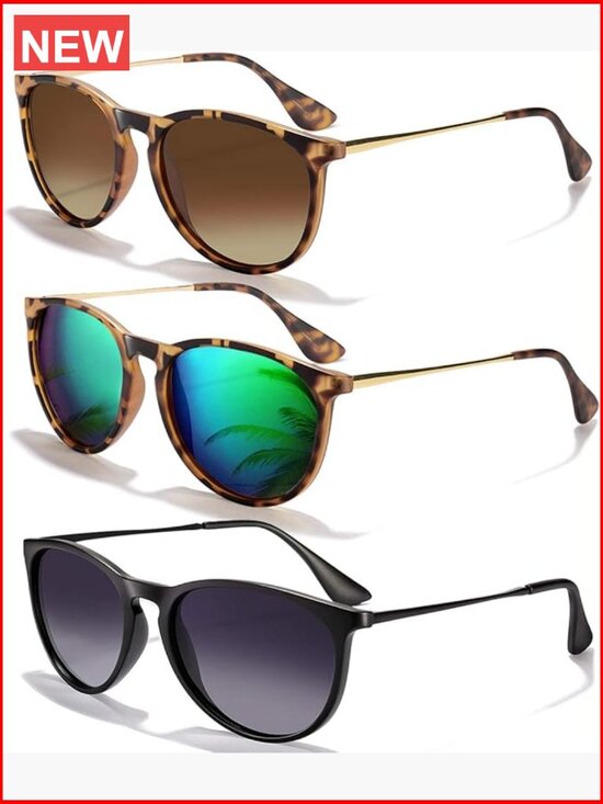 Polarized UV Protection Round Mirrored Lens Sunglasses main image 4